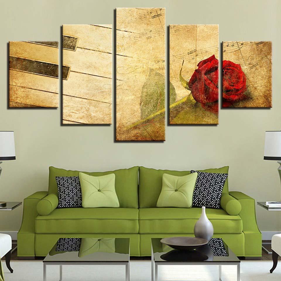 Piano Keys Flowers And Music – Music Canvas Wall Art