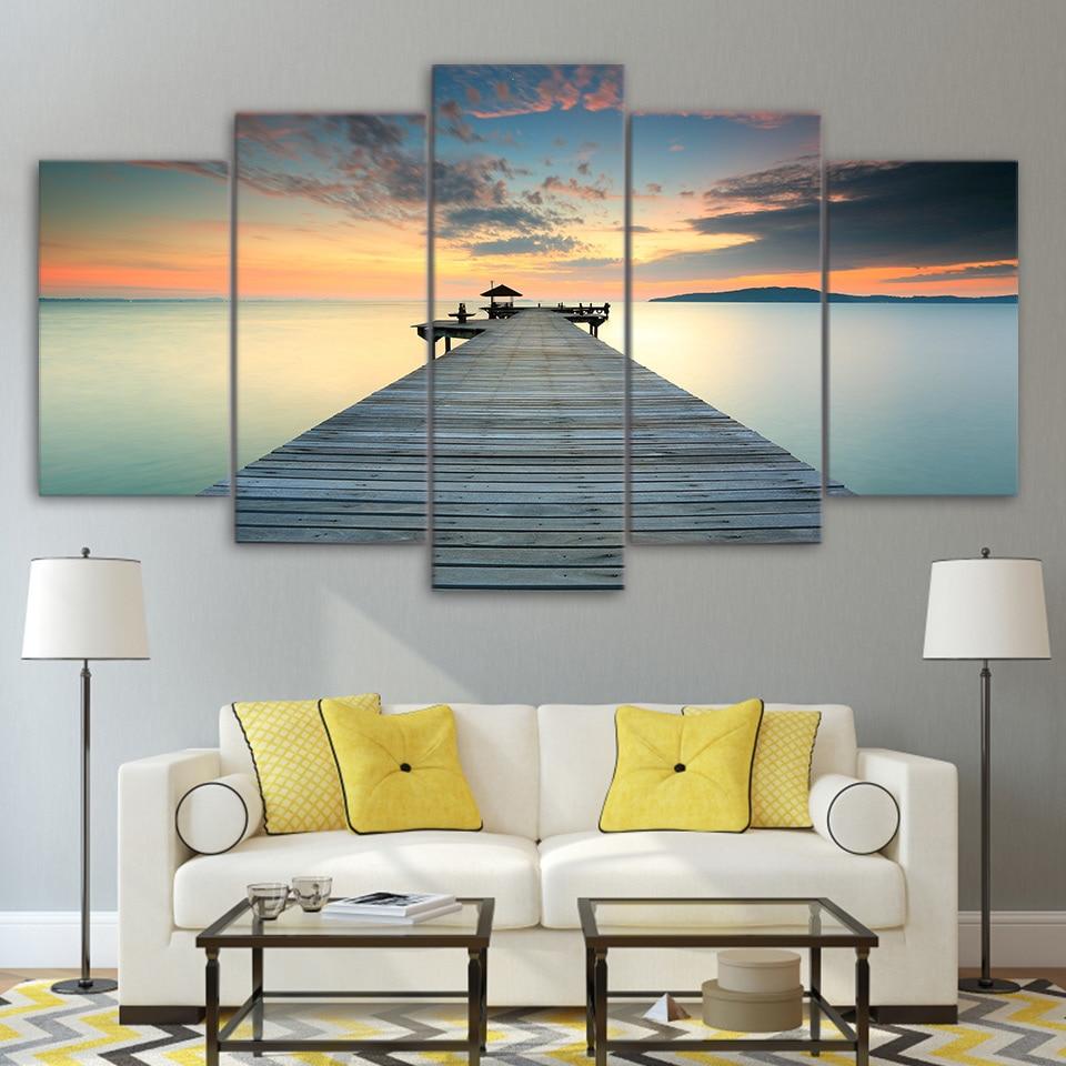 Pier Evening Boardwalk – Space Canvas Wall Art