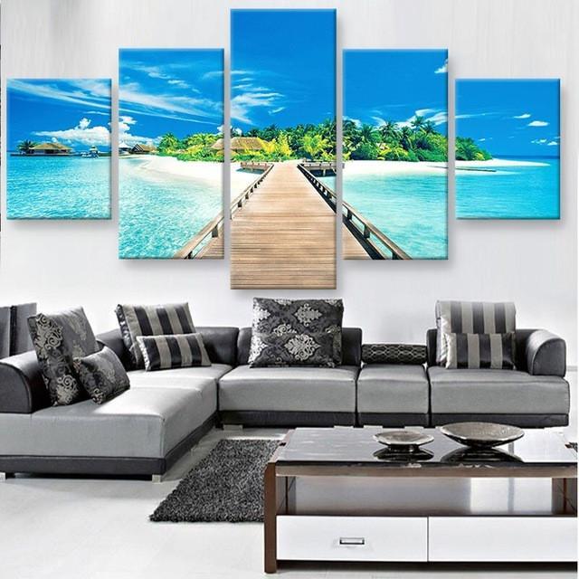 Pier To Paradise Seascape – Nature Canvas Wall Art