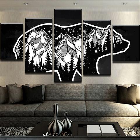 Pine Forest Bear – Abstract Canvas Wall Art