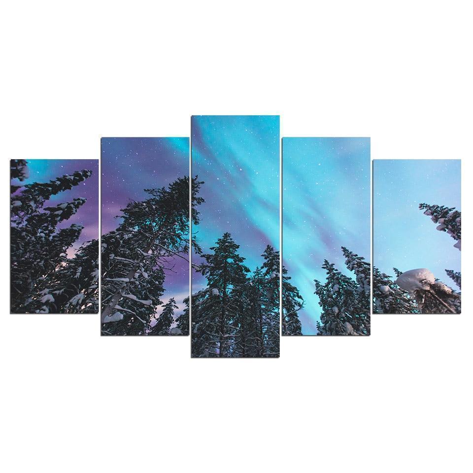 Pine Forest Sky Scenery – Nature Canvas Wall Art