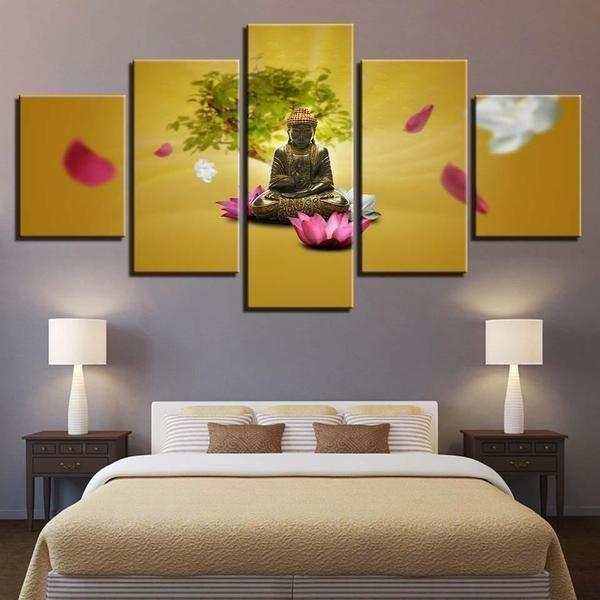 Pink And White Lotus Buddha – Religion Canvas Wall Art