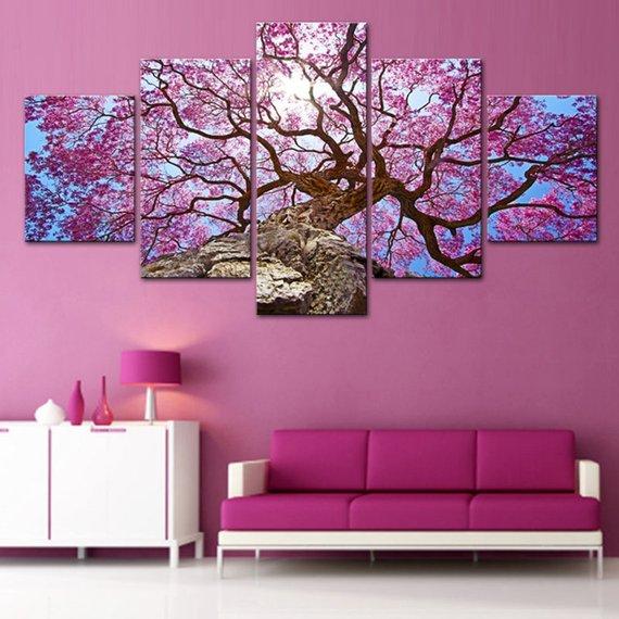 Pink Cherry Tree Beautiful Colors – Nature Canvas Wall Art