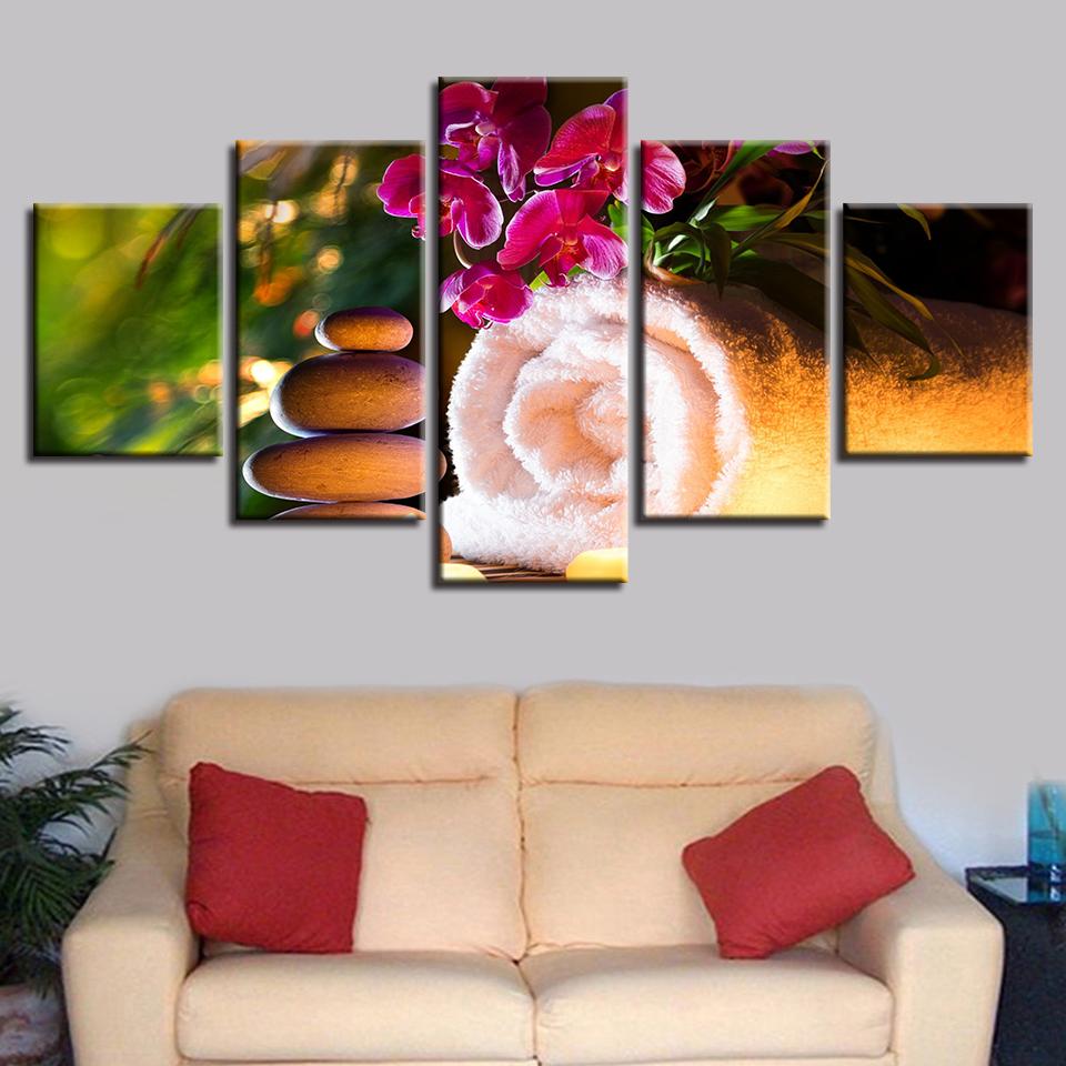 Pink Flower And Stone – Nature Canvas Wall Art