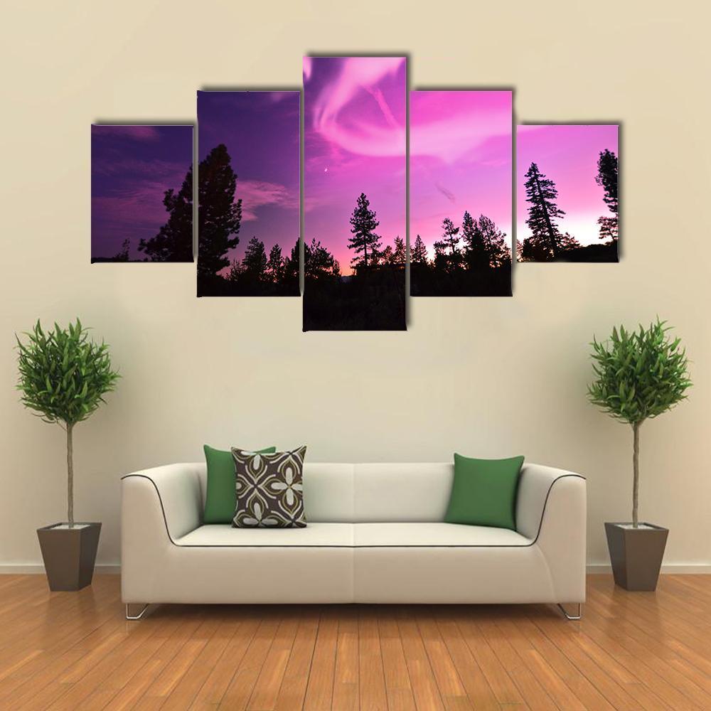 Pink Northern Lights , Aurora Borealis – Nature Canvas Wall Art