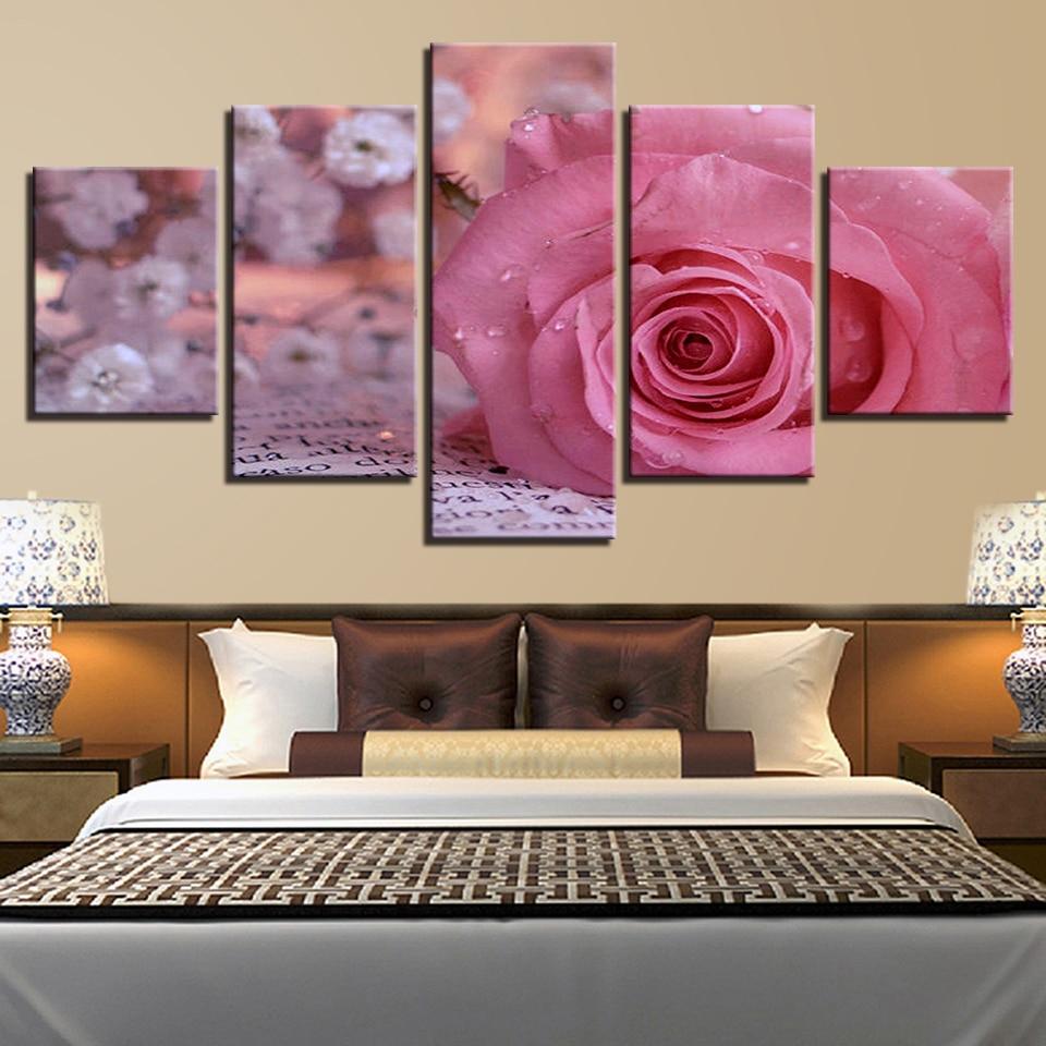 Pink Rose Flower And Book – Nature Canvas Wall Art