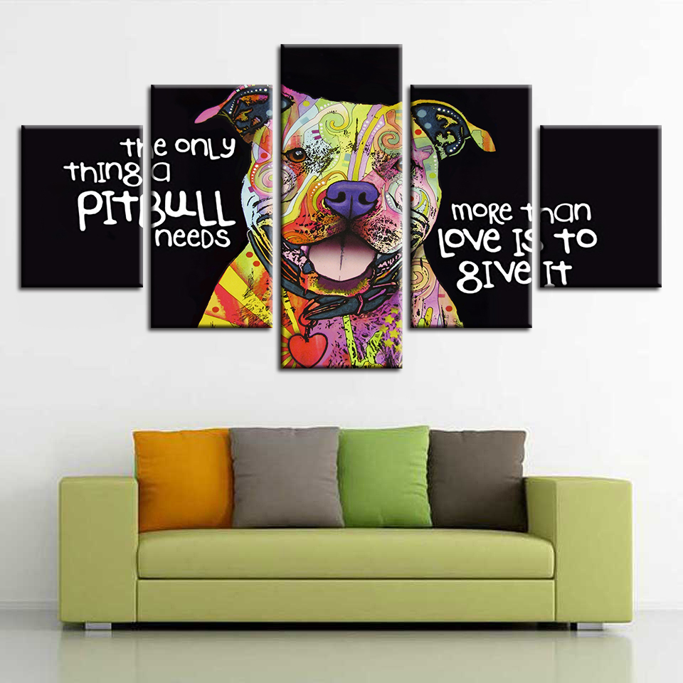 Pitbull Dog Abstract Animal – Canvas Wall Art