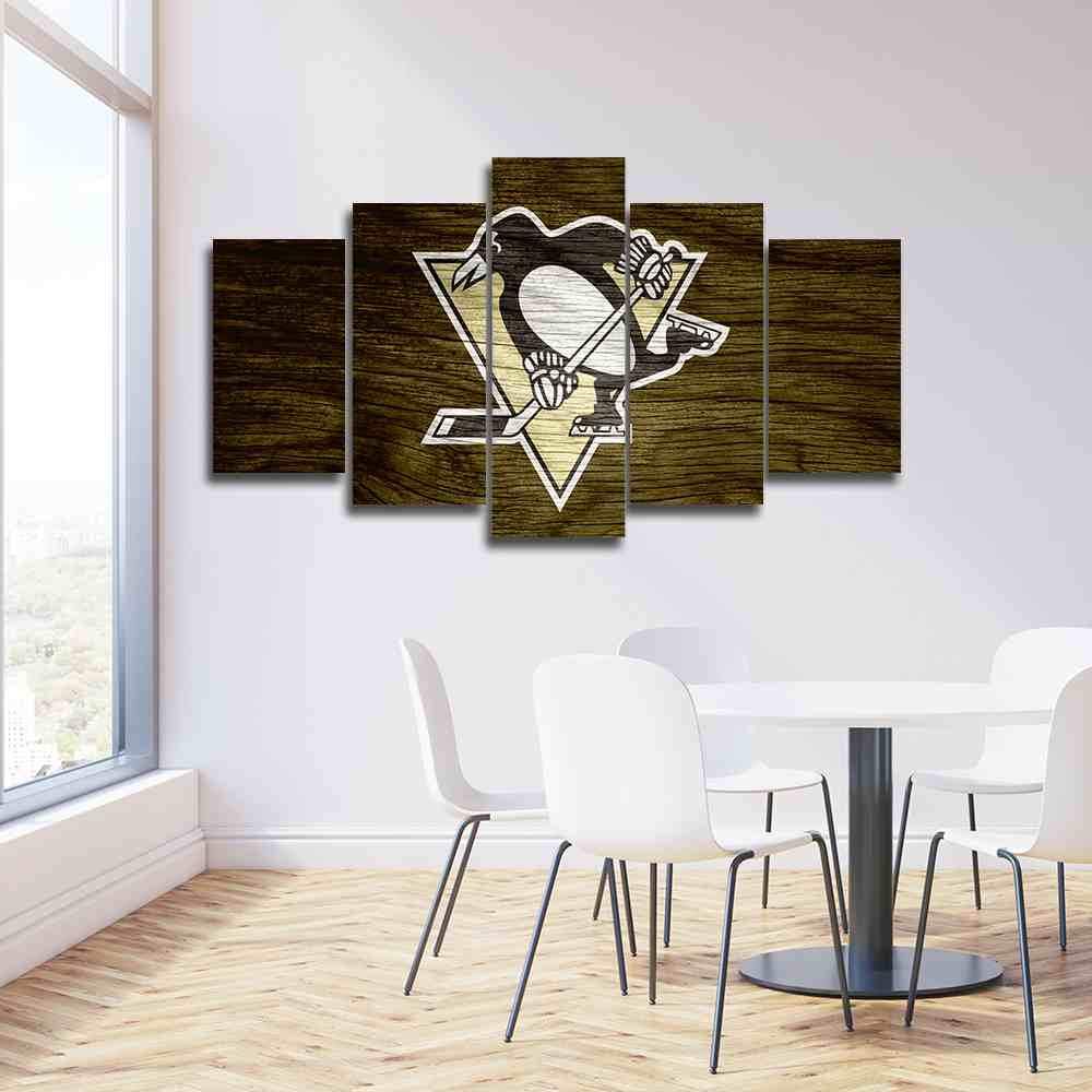 Pittsburgh Penguins Wood Like Artwork – Abstract Canvas Wall Art