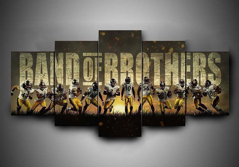 Pittsburgh Steelers Football Band Of Brothers Football Canvas Wall Art
