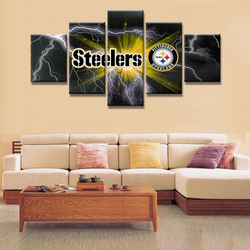 Pittsburgh Steelers Logo Football – Canvas Wall Art