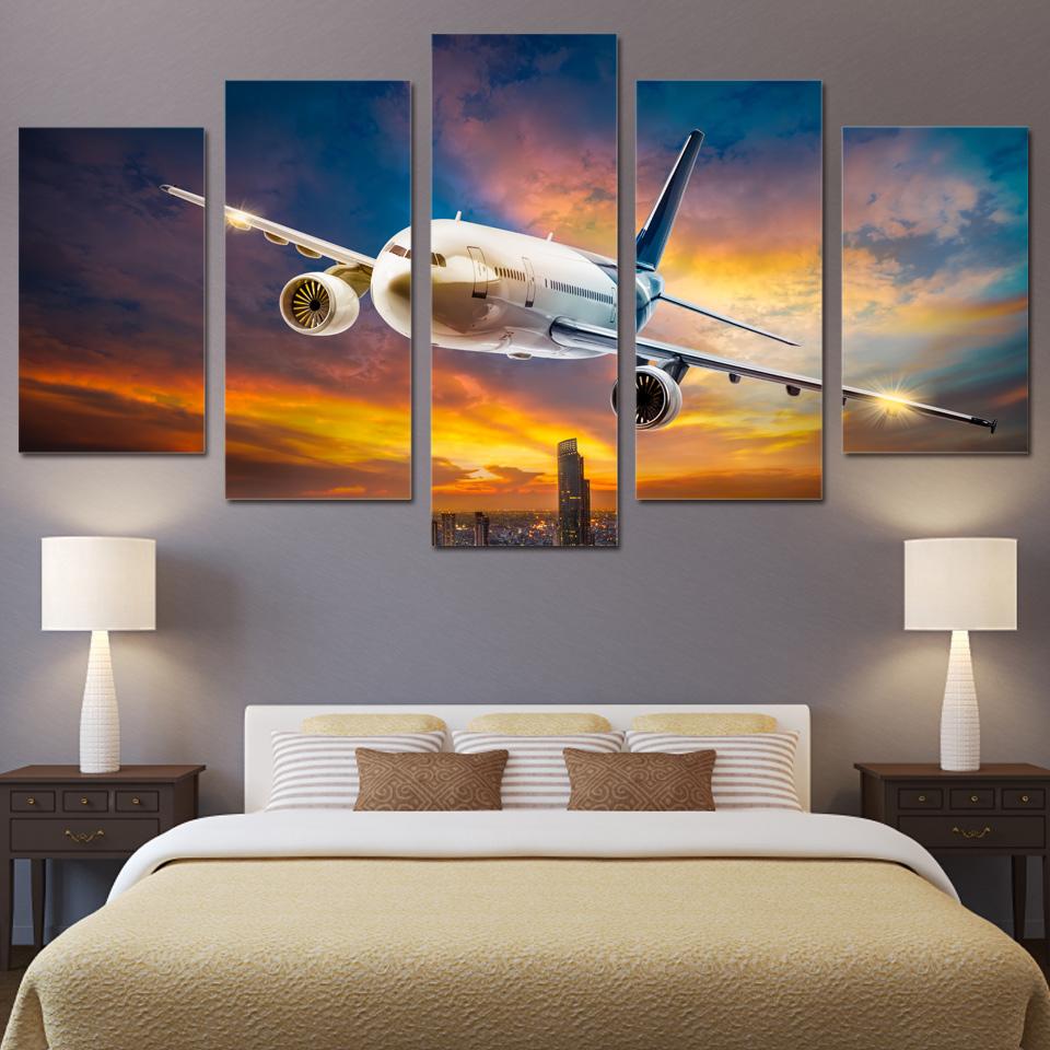 Plane Colorful Sky – Airplane Canvas Wall Art