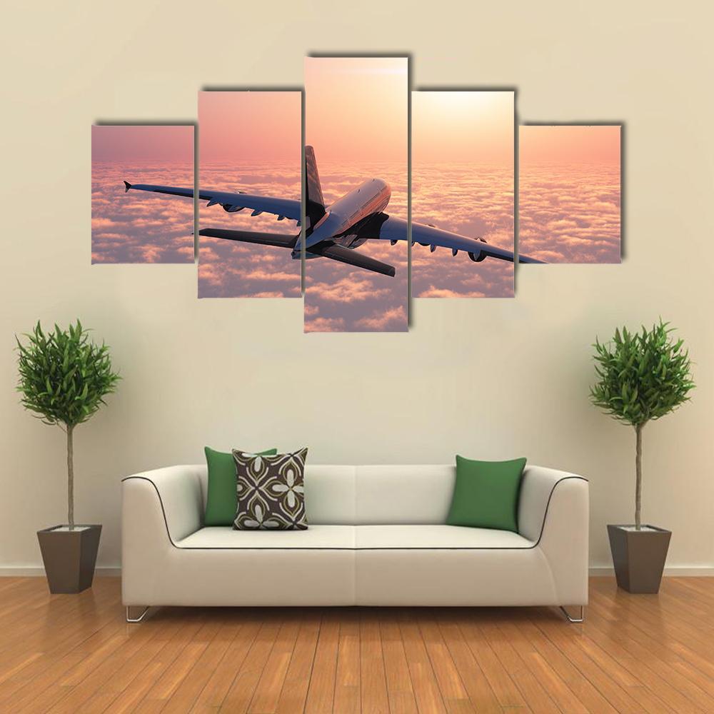 Plane Flying Above The Clouds – Airplane Canvas Wall Art