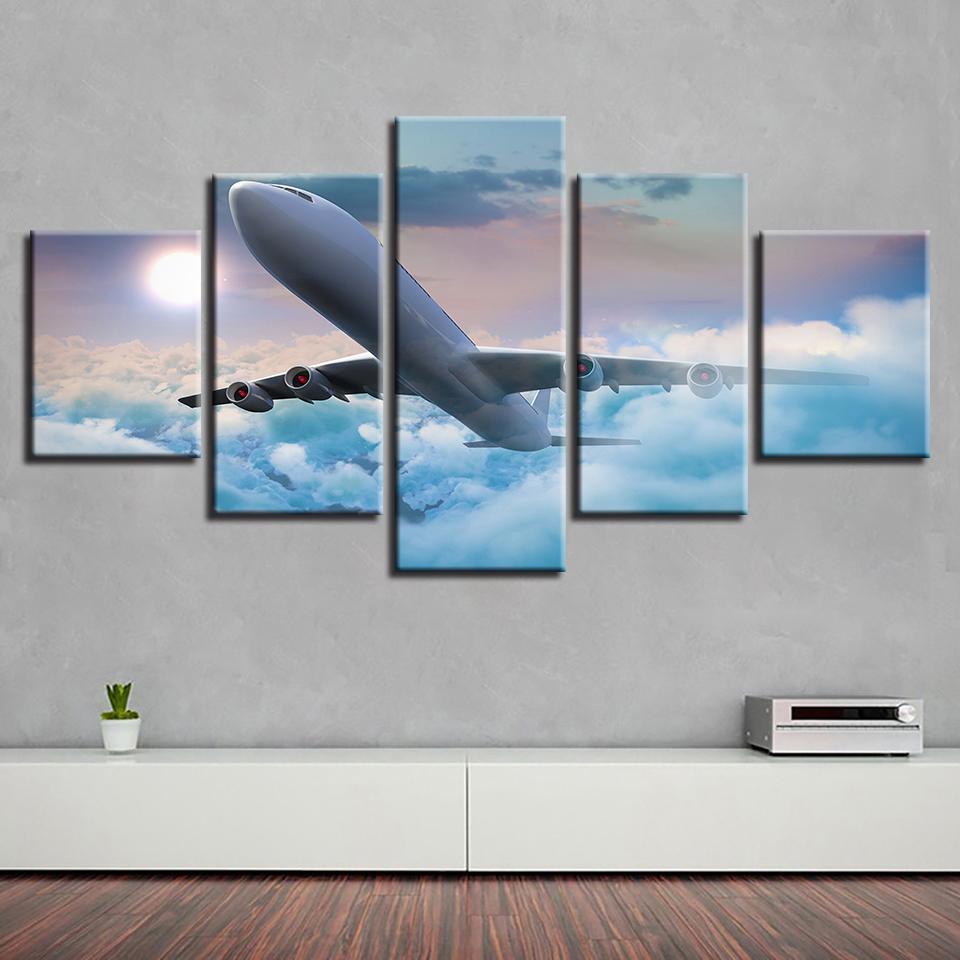 Plane That Penetrates The Clouds – Aircraft Canvas Wall Art