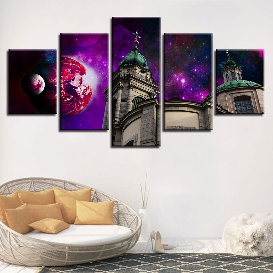 Planet And Building – Nature Canvas Wall Art