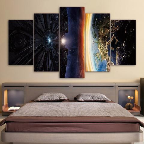 Planet And Space Aircraft – Space Canvas Wall Art