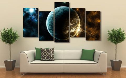 Planet And Starry Sky – Space Canvas Wall Art
