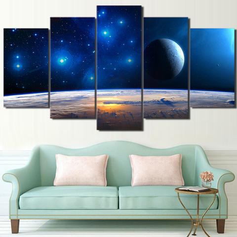 Planet And Stars – Space Canvas Wall Art