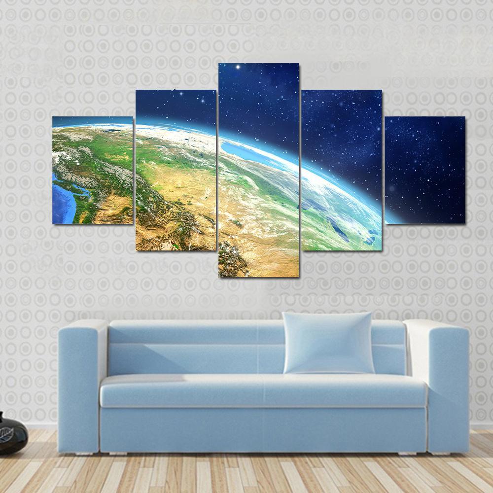 Planet Earth From Space Illustration – Space Canvas Wall Art