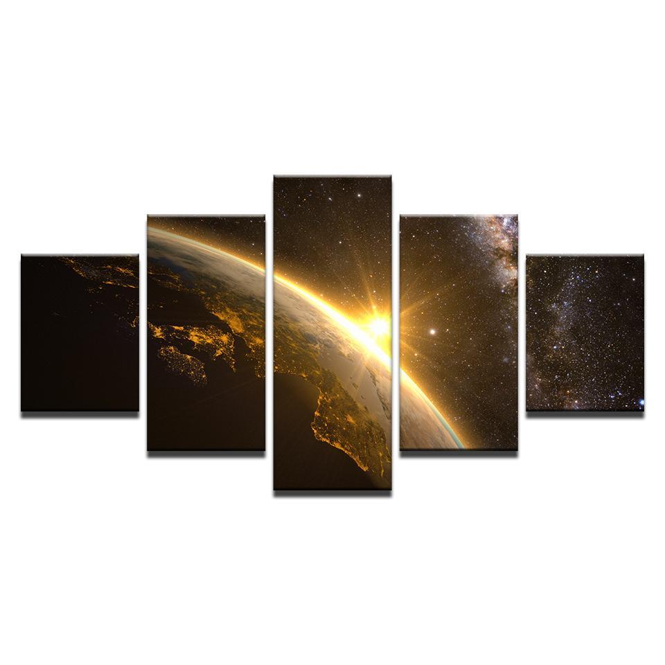 Planet Earth Pictures Universe Space Light – Aircraft Canvas Wall Art