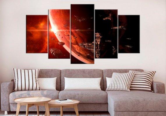 Planet Earth Space Ships Fantastic Giclee – Movie Canvas Wall Art