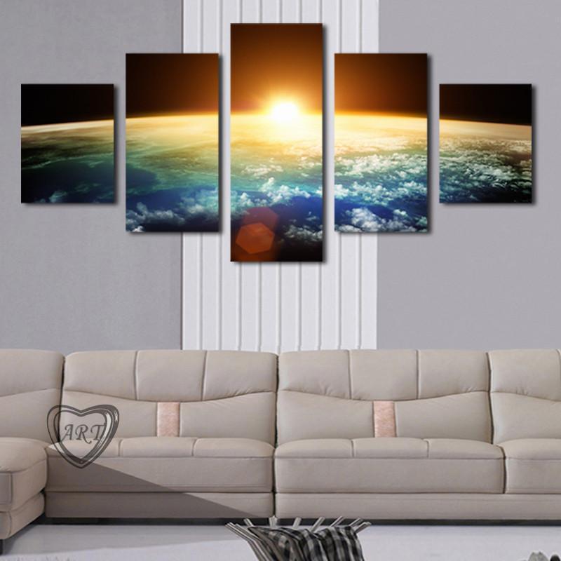 Planet Earth With Sun On The Horizon – Space Canvas Wall Art