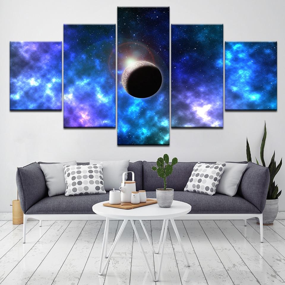 Planet In Blue Nebula – Space Canvas Wall Art