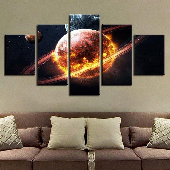 Planet On Fire – Sapce Canvas Wall Art