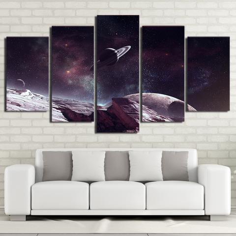 Planet Saturn And Starry Sky – Space Canvas Wall Art