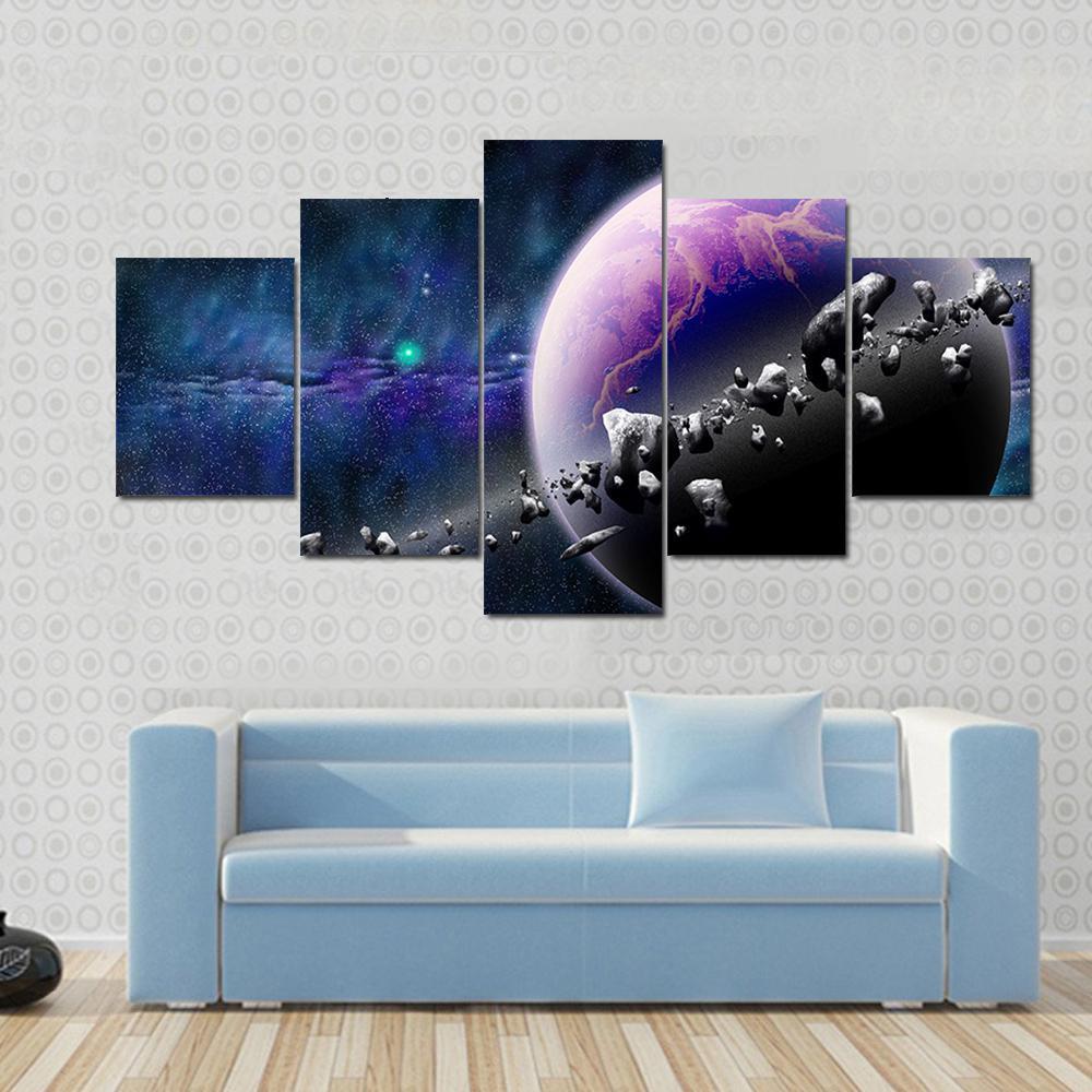 Planet With Asteroids – Space Canvas Wall Art