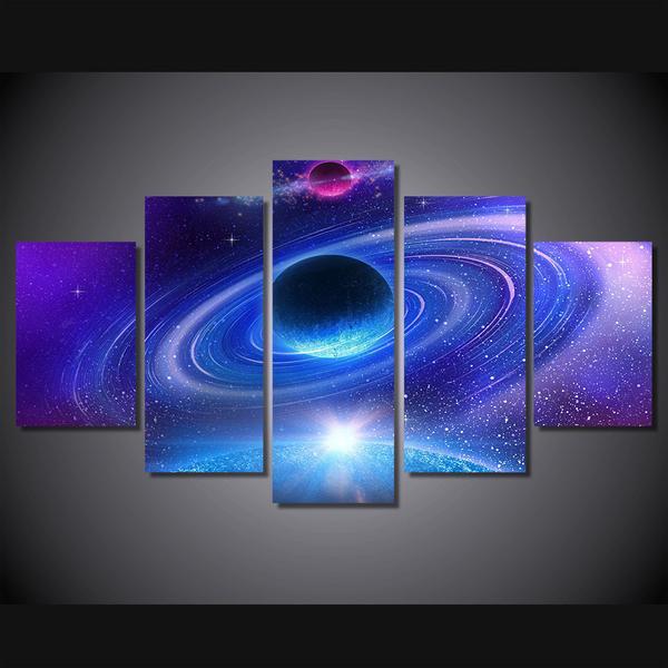Planet With Rings Universe 01 – Space Canvas Wall Art