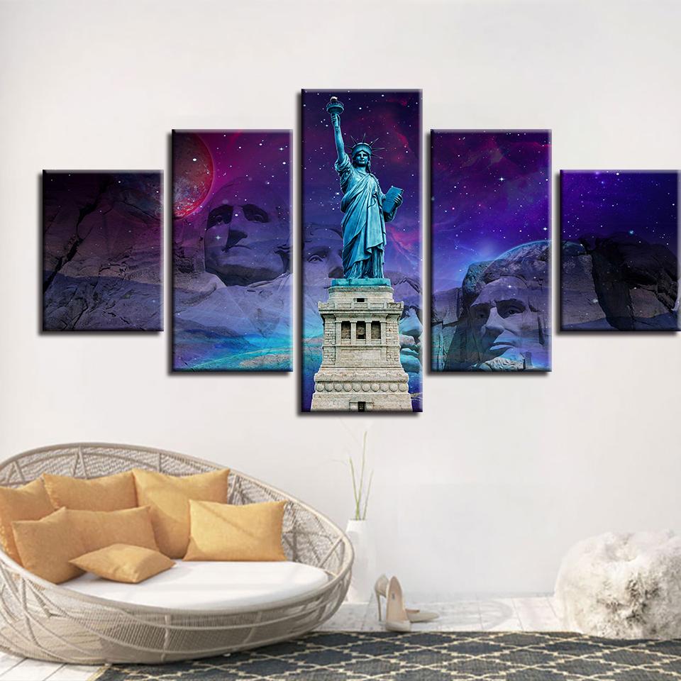 Planets Statue Of Liberty – Nature Canvas Wall Art