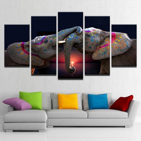 Playful Elephants – Absatract Animal Canvas Wall Art