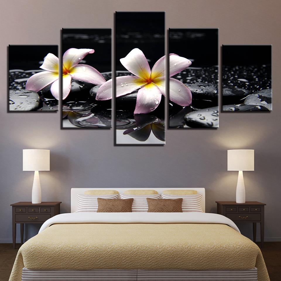Plumeria Rubra Flowers Stones – Nature Canvas Wall Art
