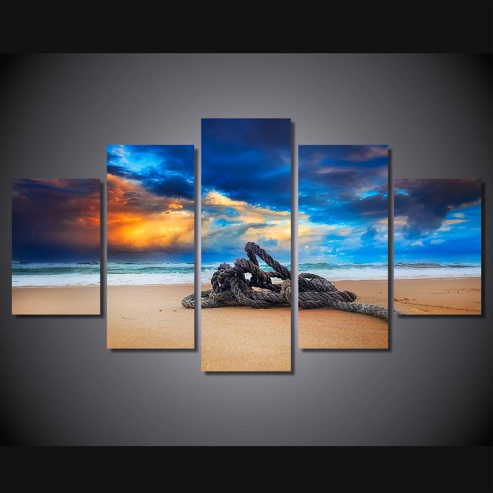 Plyazh Zakat Nebo Oblaka Pesok Nature Canvas Wall Art