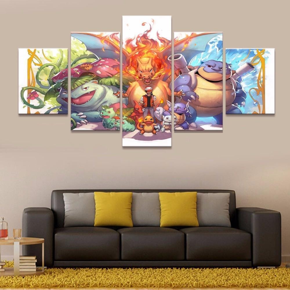 Pokemon Ash Ketchum Bulbasaur Charmander Squirtle Anime – Canvas Wall Art