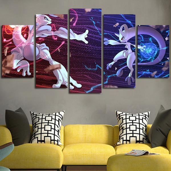 Pokemon Mega-Mewtwo X Vs Mega-Mewtwo Y Anime – Canvas Wall Art
