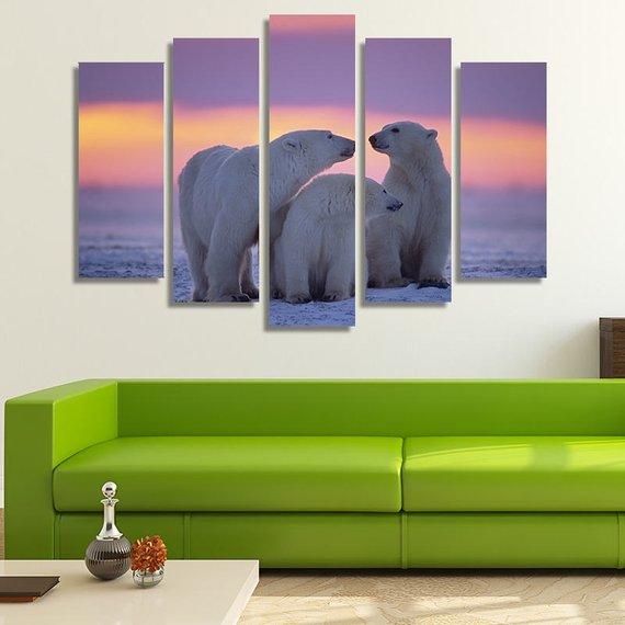 Polar Bears Family 05 – Animal Canvas Wall Art