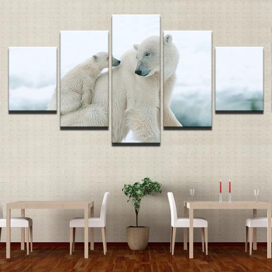 Polar Bears Mother And Cub – Animal Canvas Wall Art