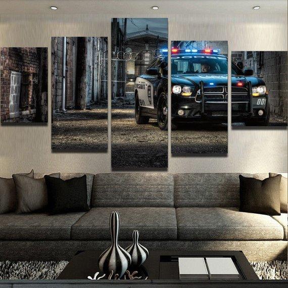 Police Car Abstract Modern – Automative Canvas Wall Art