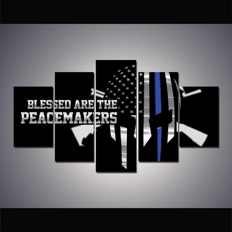 Police Peacemakers Skull – Army Canvas Wall Art