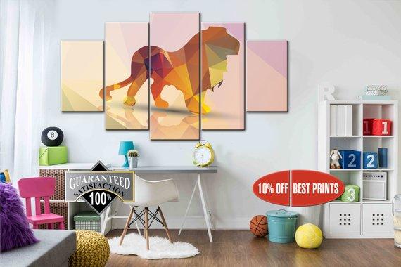 Poligonal Lion – Abstract Animal Canvas Wall Art