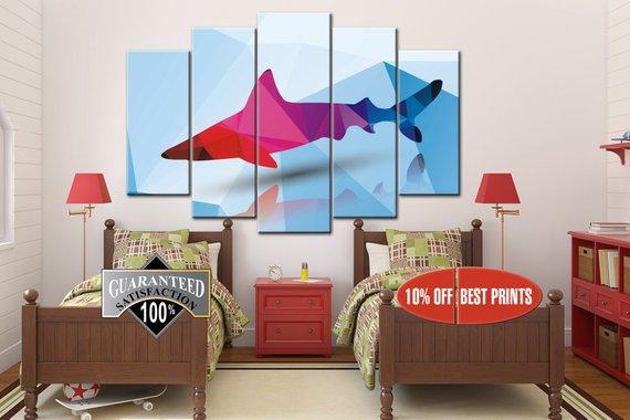 Poligonal Shark – Abstract Animal Canvas Wall Art