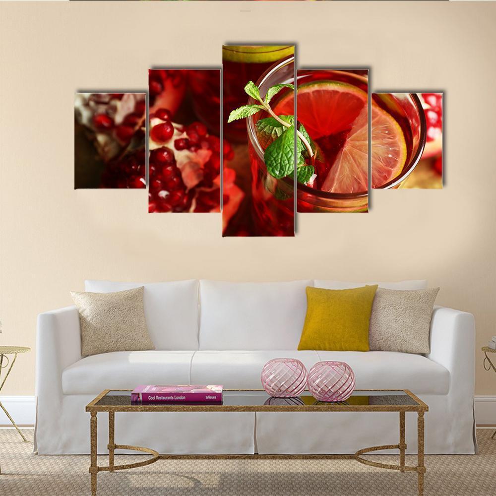 Pomegranate Drink In Glasses – Kitchen Canvas Wall Art