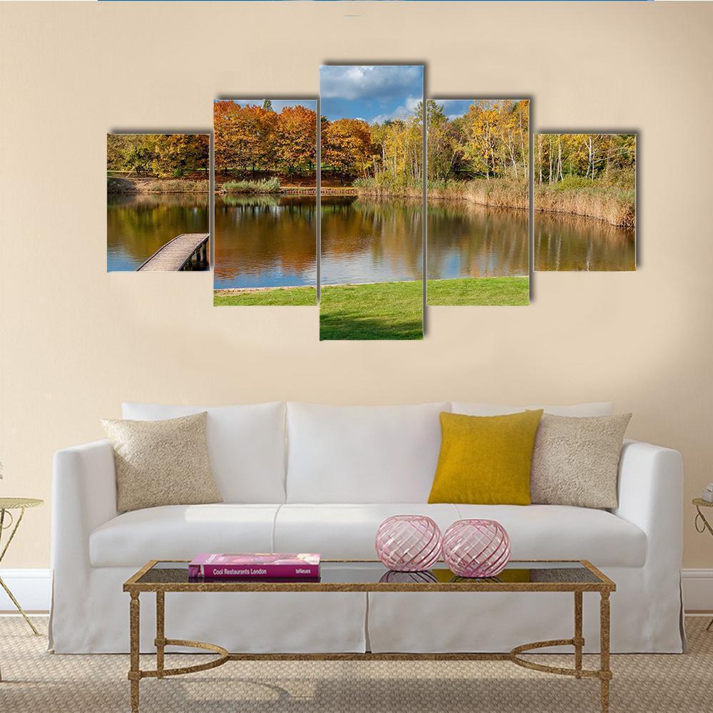 Pond In Public Park Szczesliwice In Warsaw – Nature Canvas Wall Art