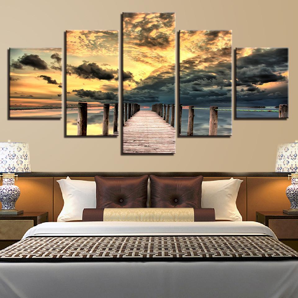Posters Sunset Long Bridge – Nature Canvas Wall Art