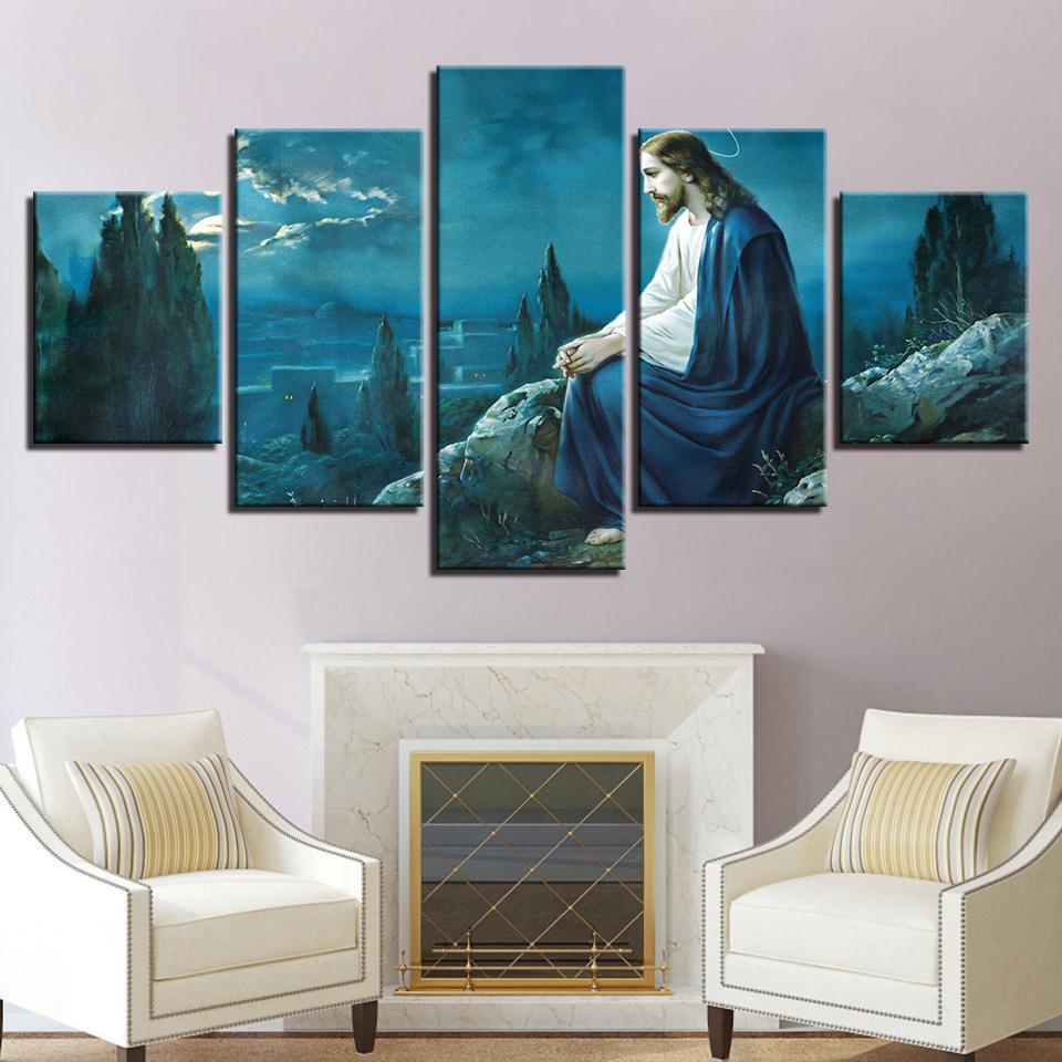 Prayer Jesus Gethsemane Garden Religion Canvas Wall Art