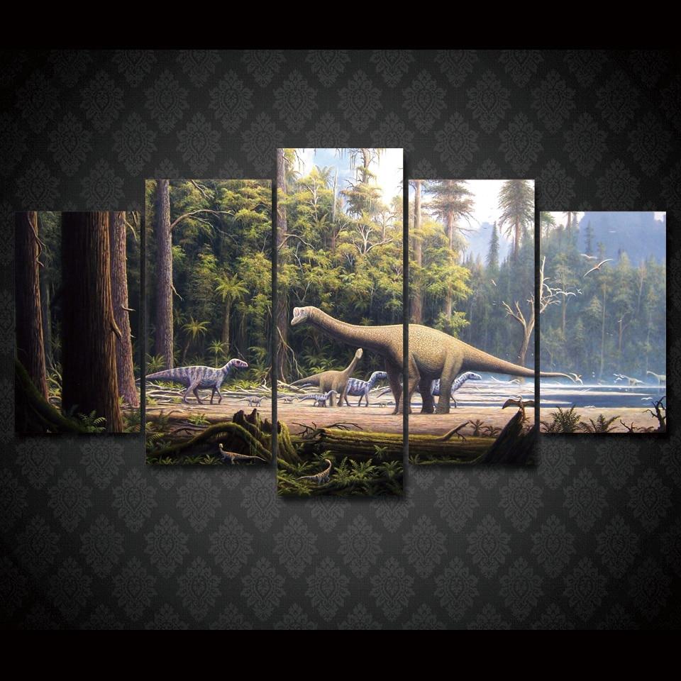 Prehistoric Dinosaur Jurassic Forest – Cartoon Canvas Wall Art