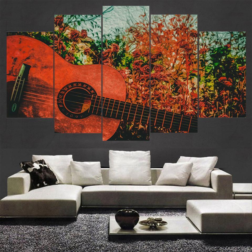 Pretty Abstract Guitar Music – Music Canvas Wall Art