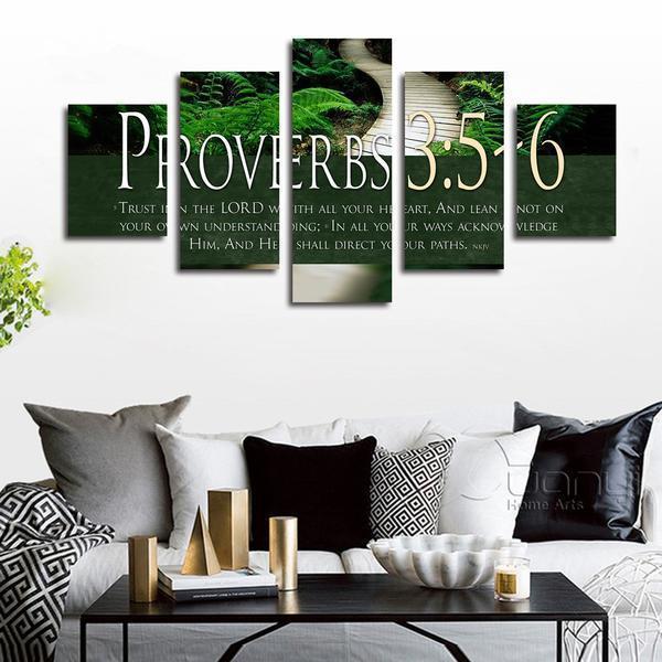 Proverbs 3:5 ‘Trust In The Lord With All Your Heart’ Bible Verse On Multi Nature – Canvas Wall Art