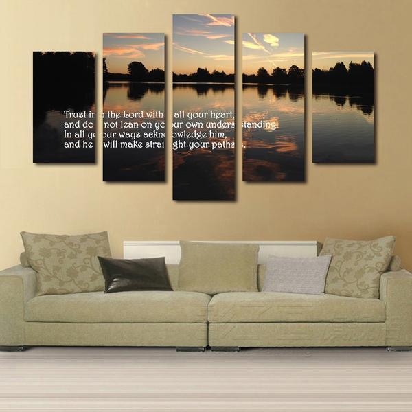 Proverbs 3:5 ‘Trust In The Lord With All Your Heart’ Bible Verse On Multi Nature – Canvas Wall Art